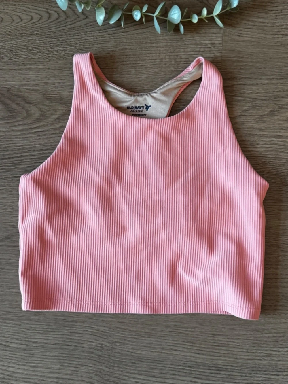 Old Navy Active PowerSoft Girls 2 Piece Tennis Set Coral Pink Ribbed Skort